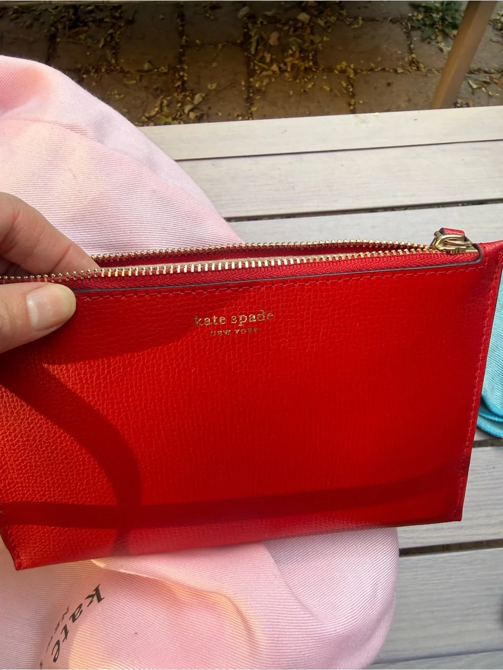 kate spade Red Leather Molly Large Tote with Pouch